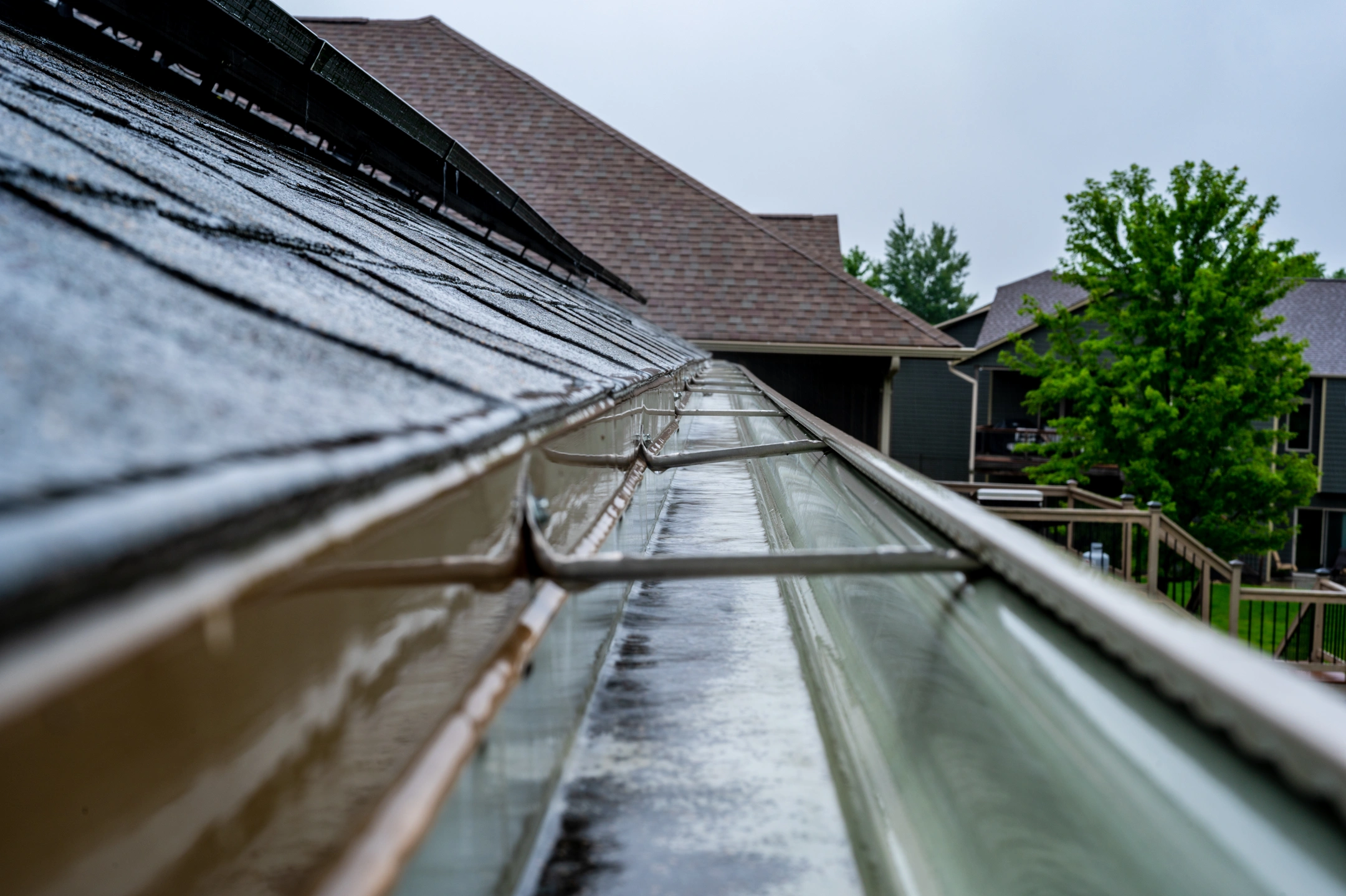 close-up of gutters after repair