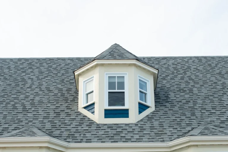 grey roof shingles on rooftop